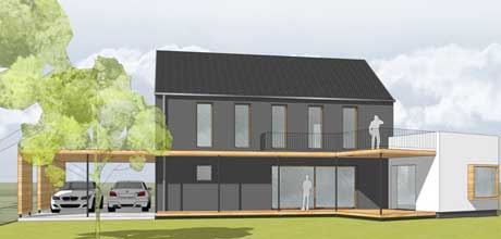 3D-Entwurf Burg-Haus Firma